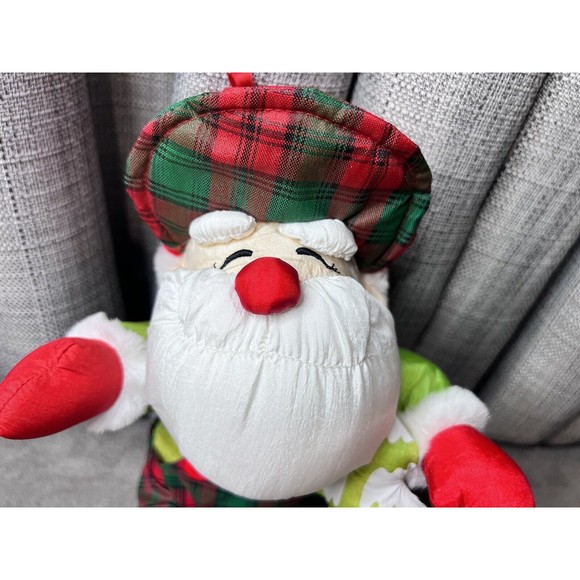 Trendmasters Nylon Santa Claus VTG Plush Lumber Jack Hunting Parachute Plaid 12” - Picture 2 of 13